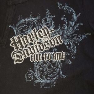 Harley-Davidson Black Long Sleeve Tee with Blue Design